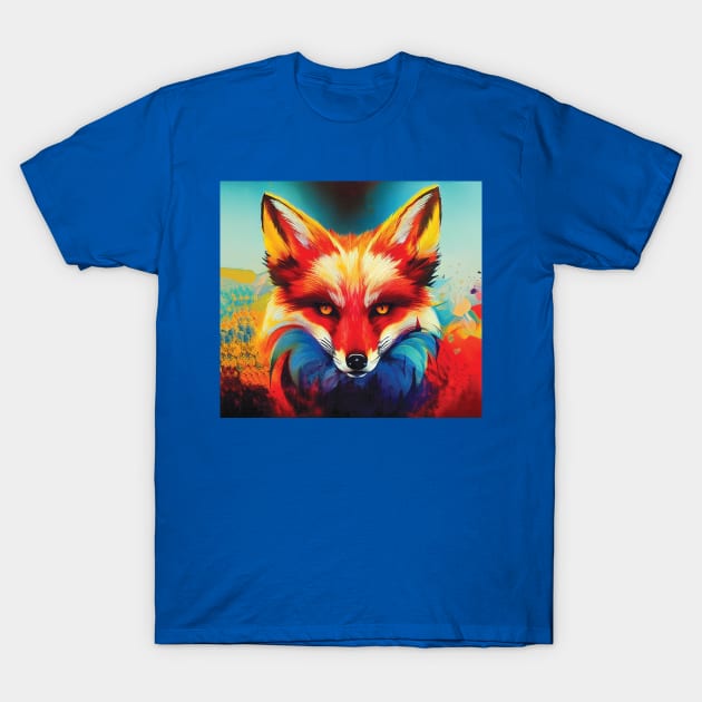 Colourful Fox Art T-Shirt by Geminiartstudio